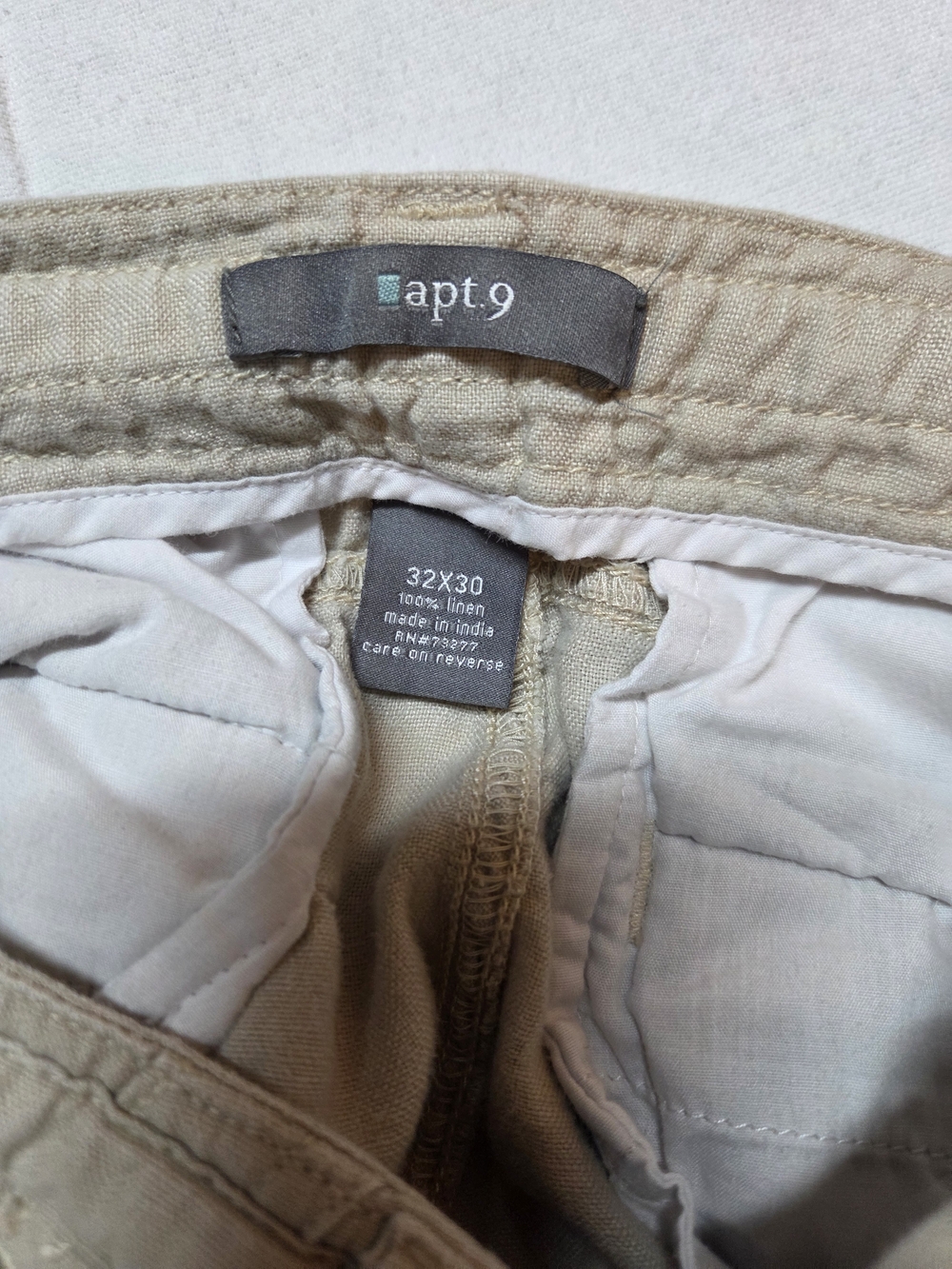 Apt. 9 Men's Beige Linen Drawstring Pants 32x30 - Picture 2 of 3